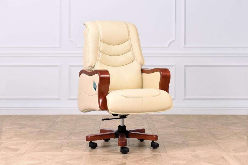 Poltrone classiche in pelle presidenziale beige