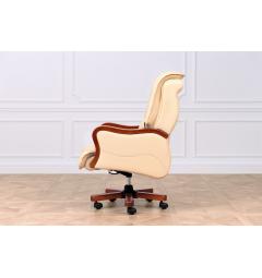 Poltrone classiche in pelle presidenziale beige particolare lato sinistro