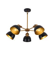 Lampada a sospensione in stile industriale vintage con 5 punti luce di metallo colore nero BELMONTI W5