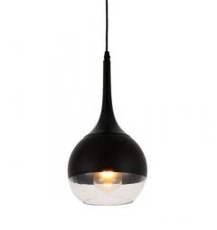 Lampada a sospensione moderno di design in vetro colore nero e trasparente FRUDO