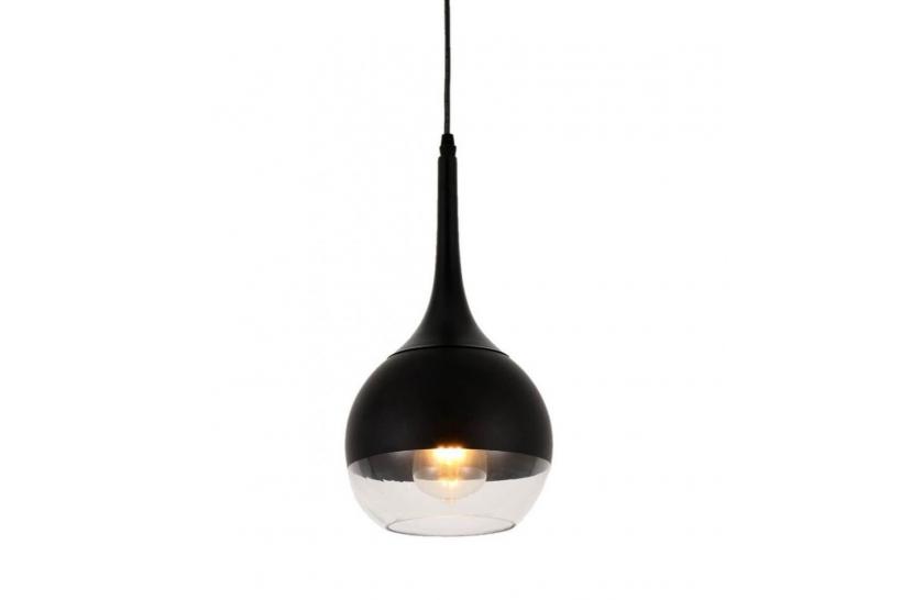 Lampada a sospensione moderno di design in vetro colore nero e trasparente FRUDO