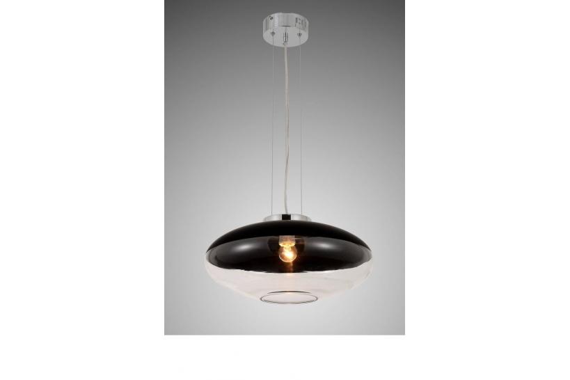 Lampada a sospensione moderno di design in vetro colore nero e trasparente RAVEO D40