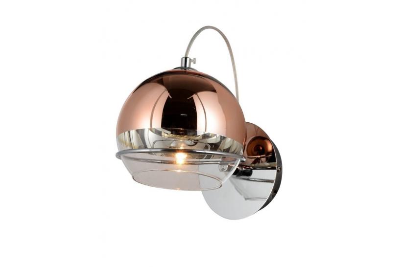 Applique lampada da parete moderno di design con sfera in vetro colore oro rosa VERONI W1