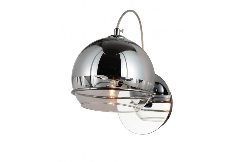 Applique lampada da parete moderno di design con sfera in vetro colore Cromo VERONI W1