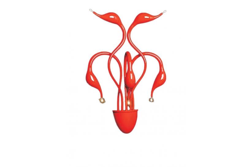 Applique lampada da parete da muro stile moderno di design in metallo colore rosso Magica W5