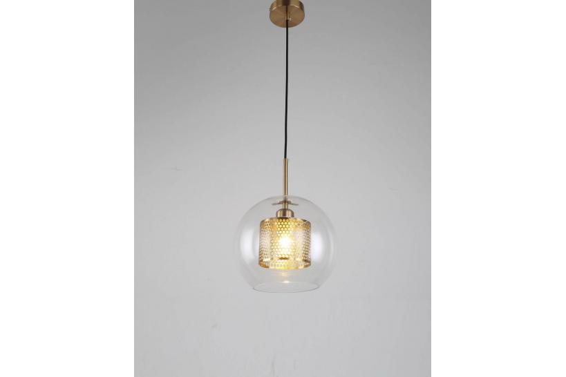 Lampada a sospensione moderno di design con sfera in vetro PONTINA OTTONE