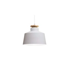 Lampada a sospensione moderno di design in stile scandinavo nordico, paralume in legno e metallo colore bianco LEVANTI D30