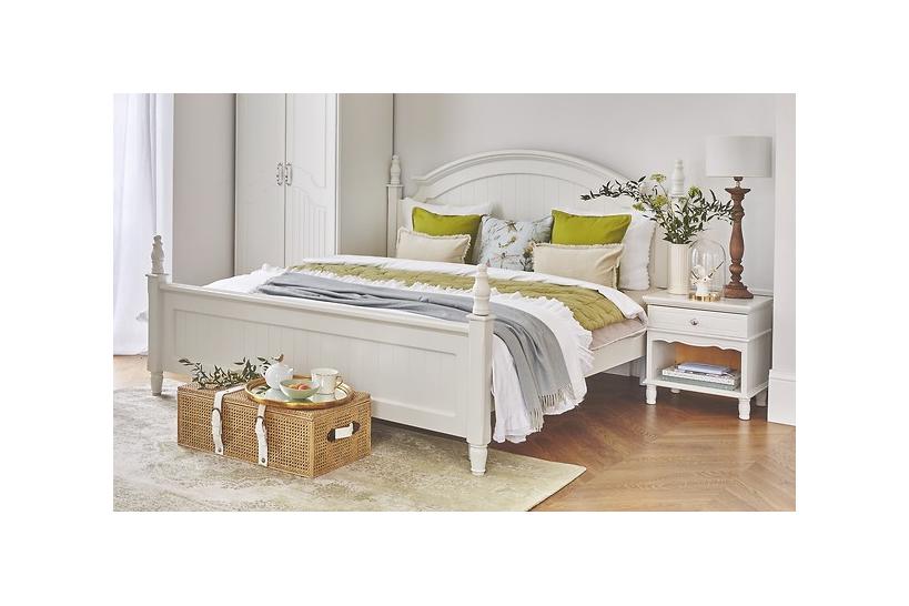 Letto stile provenzale bianco 180 x 200 con struttura in legno