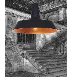 Lampadario in Stile Industriale vintage a sospensione Saggi colore Nero Opaco Centro Oro