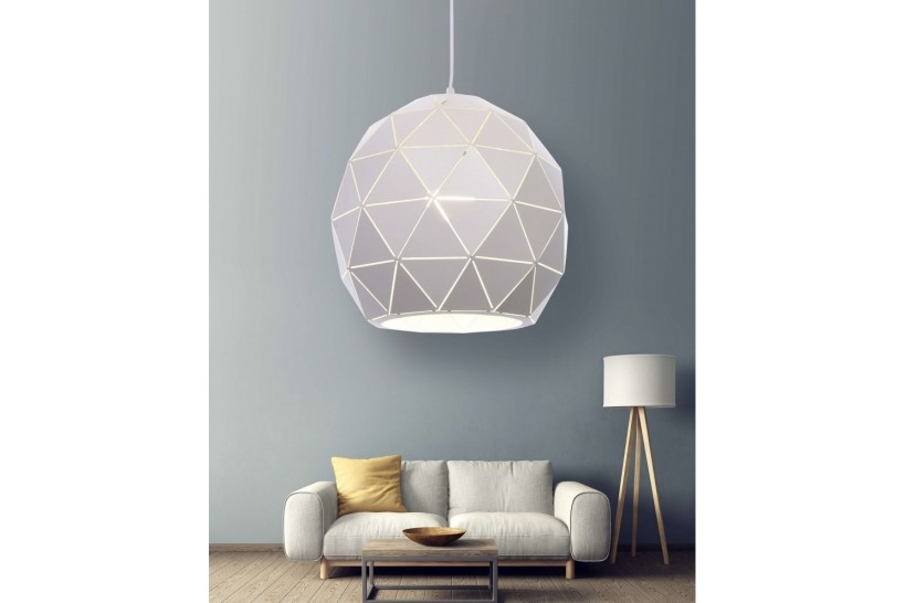 Lampadario moderno di design, paralume in metallo diametro 30 cm colore bianco BOKKA