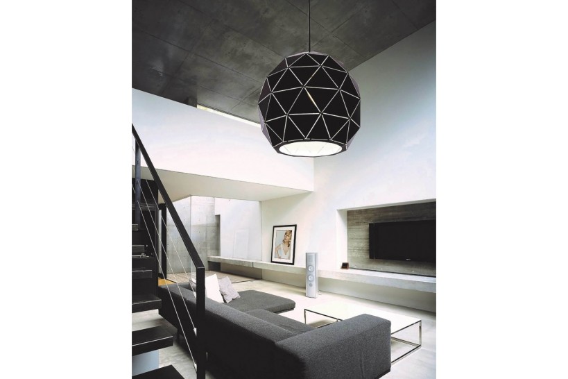 Lampadario moderno di design, paralume in metallo diametro 30 cm colore nero BOKKA