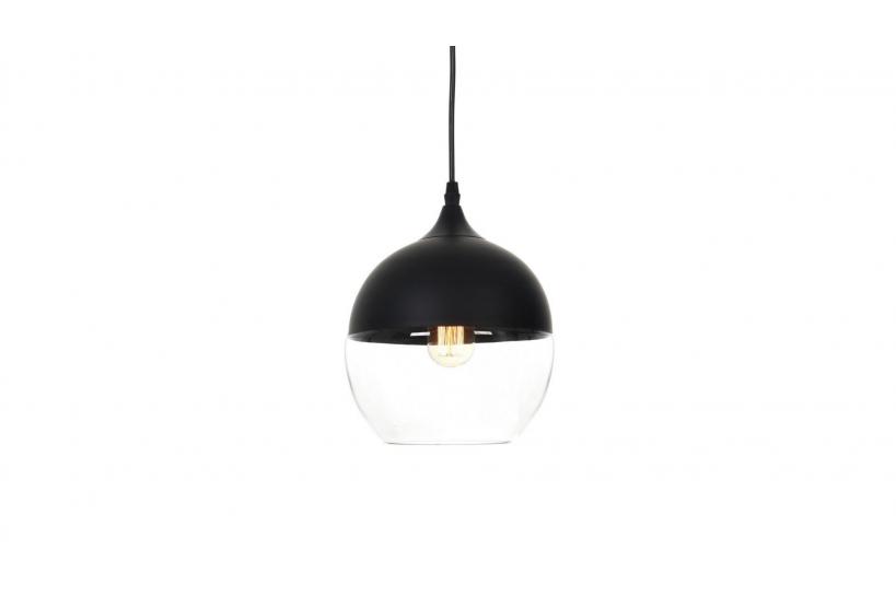 Lampada a sospensione in stile industriale vintage loft in vetro trasparente e metallo colore nero ALBION NEW