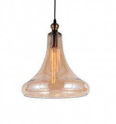 Lampada a sospensione moderno di design forma di campana in vetro colore ambra ZAGA