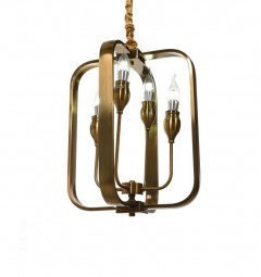 Lampadario a sospensione in stile classico vintage 4 punti luce in metallo colore ottone FLORIDA W4
