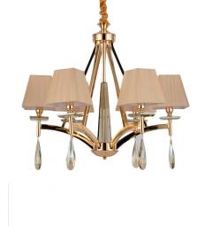 Lampadario a sospensione in stile classico colore oro e cristalli con paralume crema con 6 luce VALENTINA W6