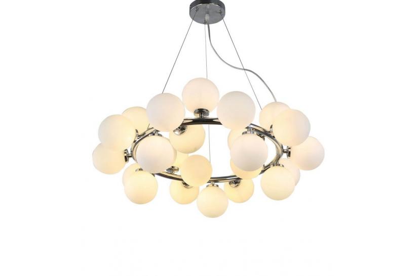 Lampadario a sospensione di design moderno 25 luci a sfere in vetro DNA SP25 Ideal Lux Cromo