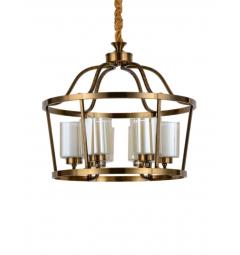 Lampadario a sospensione in stile classico vintage 6 punti luce in vetro e metallo colore ottone ATLANTA W6