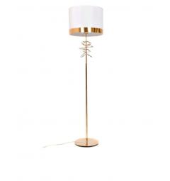 Lampada da terra MILARI con paralume in tessuto ignifugo colore bianco struttura e base in metallo colore oro