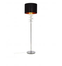 Lampada da terra MILARI con paralume in tessuto ignifugo colore nero struttura e base in metallo colore cromo