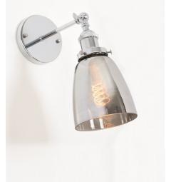 Applique lampada da parete da muro vintage Cromato con angolo regolabile a forma vaso in vetro grigio oscurato Fabi