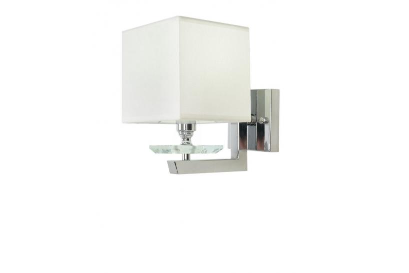Applique lampada da parete muro in metallo, tessuto e cristallo FIANELO W1 colore Bianco