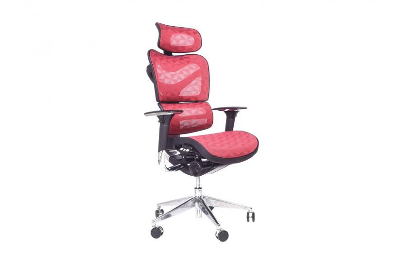 Sedia ergonomica ufficio supporto lombare tessuto rete rossa ERGO 700