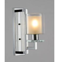 Applique lampada da parete moderno di metallo cromato con paralume in doppio vetro colore bianco e trasparente MANHATTAN W1