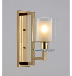 Applique lampada da parete moderno di metallo colore oro con paralume in doppio vetro colore bianco e trasparente MANHATTAN W1