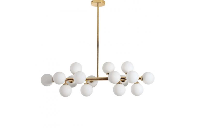 Lampadario a sospensione di design moderno 16 luci a sfere in vetro PETRICA W16 Ottone