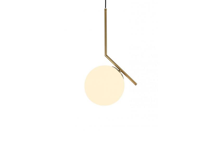 Lampada a sospensione di design a sfera in vetro bianco SORENTO D20 Ottone