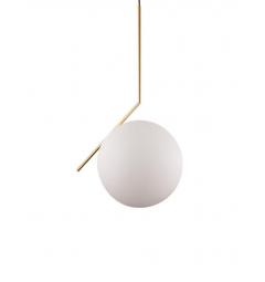 Lampada a sospensione di design a sfera in vetro bianco SORENTO D30 Ottone