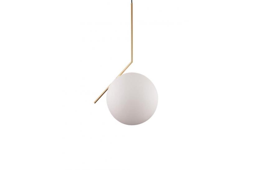 Lampada a sospensione di ottone design sfera vetro bianco SORENTO D30