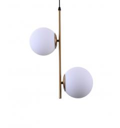 Lampada a sospensione di design con 2 sfera in vetro bianco FILARI D15