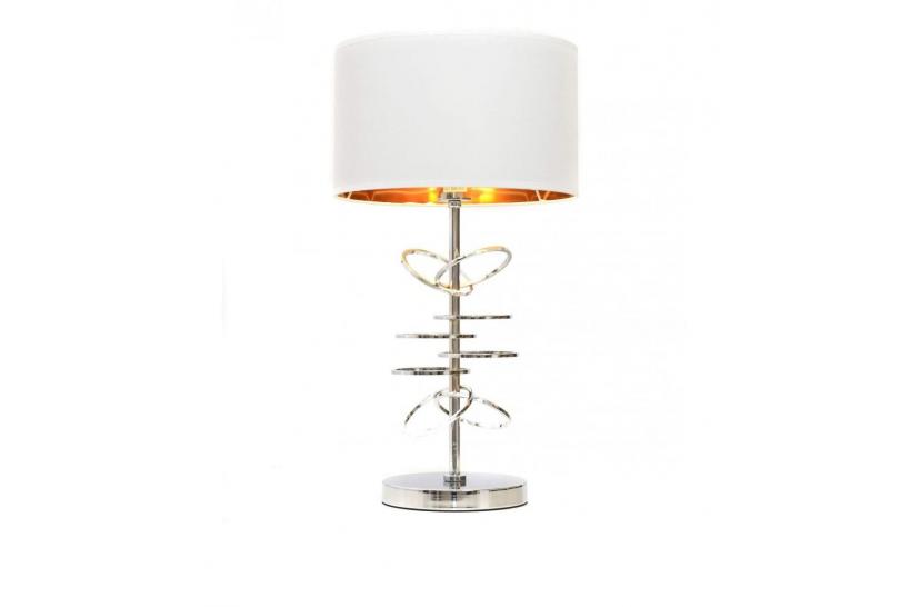 Lampada da tavolo comodino glamour MILARI Bianco-Cromo