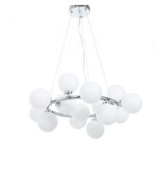 Lampadario a sospensione moderno di design con 15 luci a sfera in vetro bianco in metallo colore Cromo MARSIADA W15