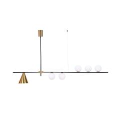 Lampadario a sospensione moderno di design con 5 luci a sfera in vetro + 1 in metallo RENZO W6.