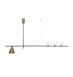 Lampadario a sospensione moderno di design con 3 luci a sfera in vetro + 1 in metallo RENZO W4.