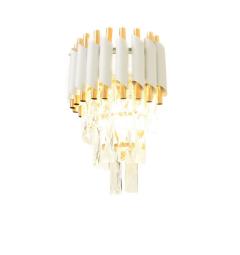 Applique lampada da parete di design post moderno di cristallo e metallo bianco oro MAZINI W2