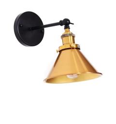 Applique lampada da parete stile industriale nero con ottone NORI W1