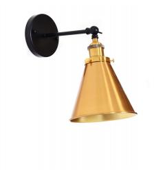 Applique lampada da parete stile industriale nero con ottone GORI W1