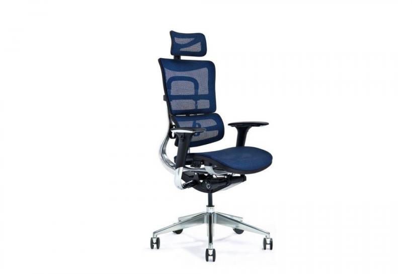 Sedia ergonomica da ufficio blu con supporto lombare ERGO-Arrediorg