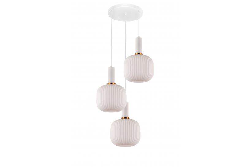 Lampada a sospensione moderno di design a tre sfere in vetro colore bianco GATO W3-RD