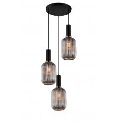 Lampada a sospensione moderno di design a tre sfere in vetro colore grigio fumo RICO W3-RD