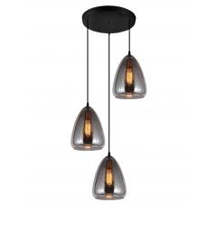 Lampada a sospensione moderno di design a tre luci in vetro colore grigio fumo BRAGA W3-RD