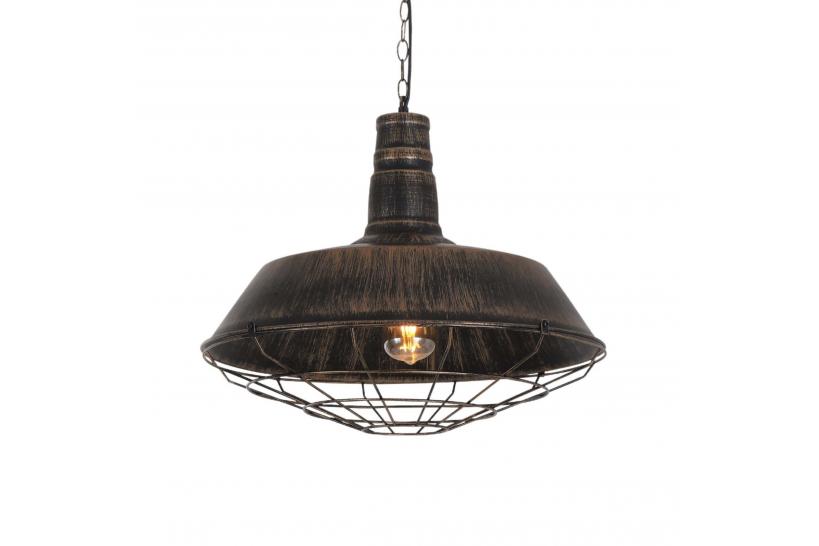 Lampada a sospensione in Stile Industriale vintage in metallo di colore oro antico con nero ARIGIO D45 Lampada a sospensione in Stile Industriale vintage in metallo di colore oro antico con nero ARIGIO D45
