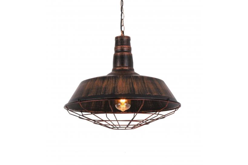 Lampada a sospensione in Stile Industriale vintage in metallo di colore ottone antico con nero ARIGIO D45 Lampada a sospensione in Stile Industriale vintage in metallo di colore ottone antico con nero ARIGIO D45
