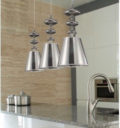Lampadario design a sospensione colore argento in vetro e metallo