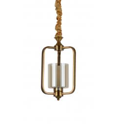 Lampadario a sospensione in stile classico vintage 1 punto luce in vetro e metallo colore ottone ATLANTA W1