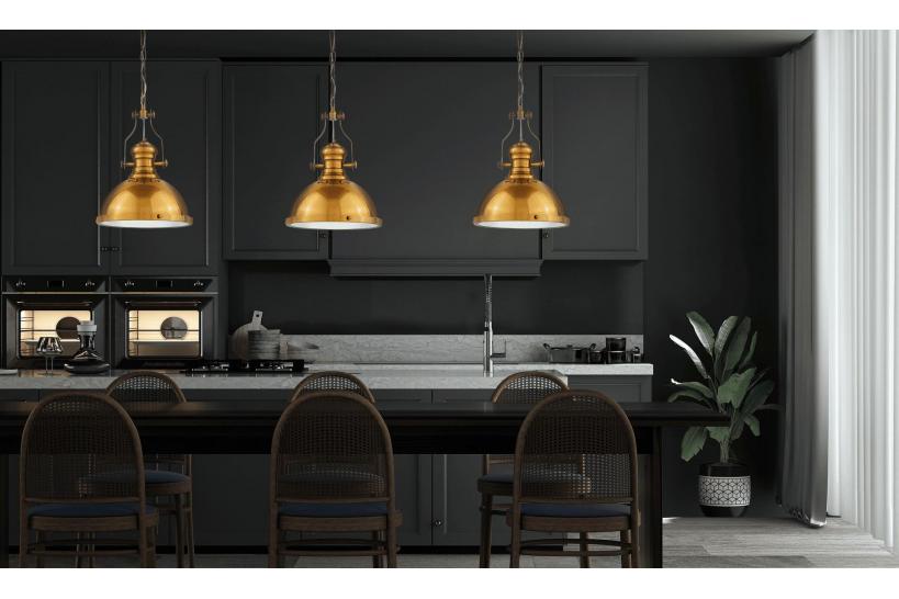 Lampadario vintage a sospensione in Stile Industriale Ettore colore Ottone Lampadario vintage a sospensione in Stile Industriale Ettore colore Ottone