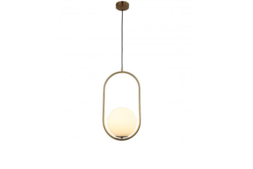 lampada a sospensione moderno di design con sfera in vetro colore bianco PANARI D20